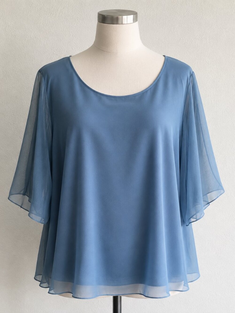 Sese Code Women 3XL Light Blue Flowy Lightweight 3/4 Sleeve Top/Tunic